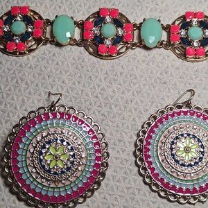 Banana Republic Floral Bracelet 7.5" & Earrings Jewelry Set